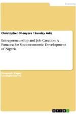 Entrepreneurship and Job Creation. A Panacea for Socioeconomic Development of Nigeria af Christopher Ohanyere