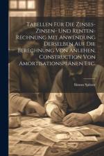 Tabellen für die Zinses-zinsen- und Renten-Rechnung mit Anwendung derselben auf die Berechnung von Anlehen, Construction von Amortisationsplänen etc. af Simon Spitzer