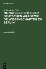 Monatsberichte der Deutschen Akademie de Wissenschaften zu Berlin