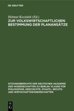 Zur volkswirtschaftlichen Bestimmung der Planansatze