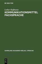 Kommunikationsmittel Fachsprache af Hoffmann Lothar Hoffmann