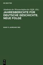 Jahresberichte fur deutsche Geschichte. Neue Folge