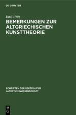 Bemerkungen zur Altgriechischen Kunsttheorie af Utitz Emil Utitz