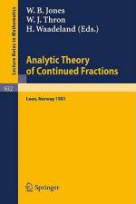 Analytic Theory of Continued Fractions af W. J. Thron