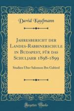 Jahresbericht Der Landes-Rabbinerschule in Budapest, Fur Das Schuljahr 1898-1899 af David Kaufmann