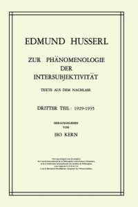 Zur Phanomenologie Der Intersubjektivitat av Kern
