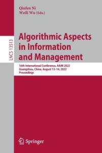 Algorithmic Aspects in Information and Management av Weili Wu
